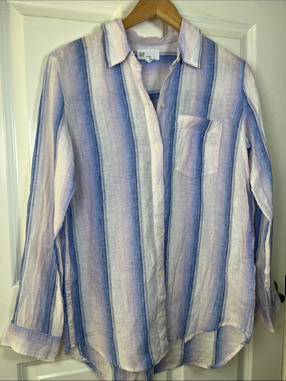 Gap Linen Tunic button down oversized top natural lagenlook XS